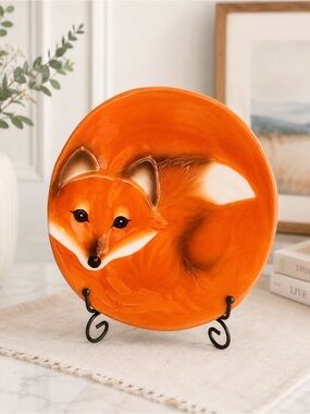 Orange Fox Decorative Plate 8” Woodland Fall Kitchen Decor Dishwasher Safe